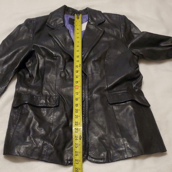 Mossimo Black Real Leather Jacket with Purple Lining - Picture 7 of 8
